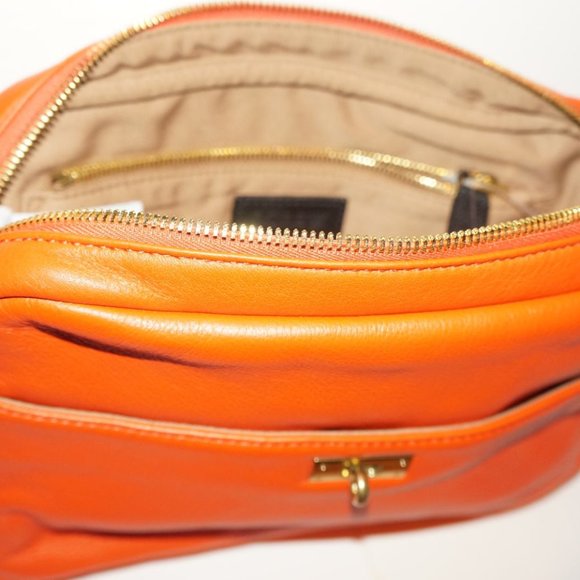 J.Crew  Wixon, Crossbody Bag! Orange kid gloves leather. - Picture 7 of 8